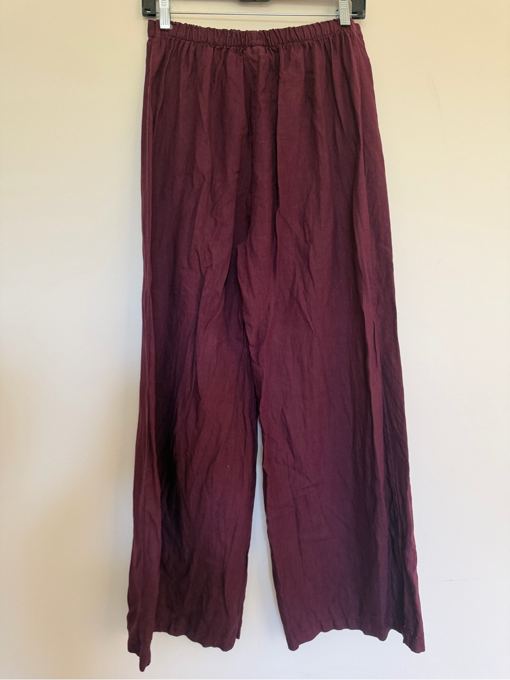 Bryn Walker Maroon Burgundy Linen Wide Leg Pant Lagenlook Small - Picture 6 of 6
